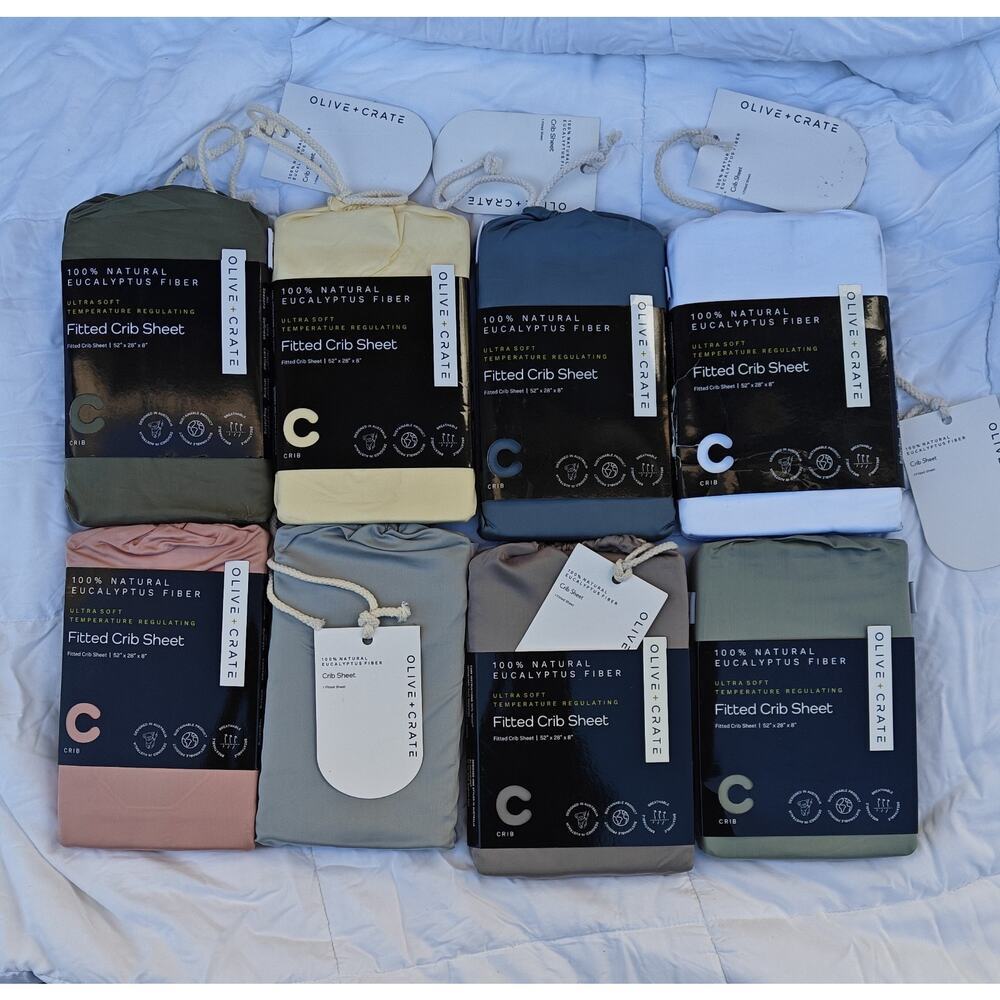 OliveCrate Organic-Feel Eucalyptus Crib Sheet Baby/Toddler Cooling, Gentle - Picture 1 of 8